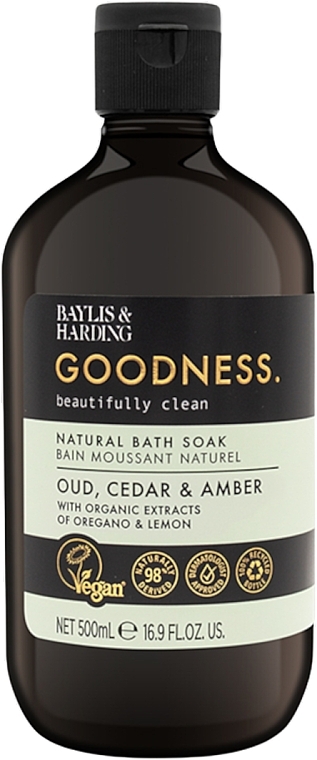 Пена для ванны - Baylis & Harding Goodness Oud Cedar & Amber Natural Bath Soak  — фото N1