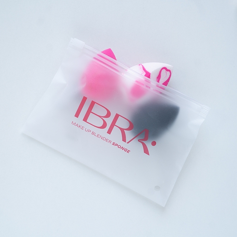 Набір спонжів для макіяжу, 3 шт., різнокольорові - Ibra Make Up Blender Sponge Trio Mix — фото N1