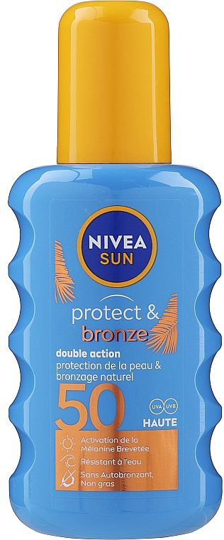 Солнцезащитный спрей для загара - NIVEA Sun Protect & Bronze SPF50 Double Action Spray — фото N1