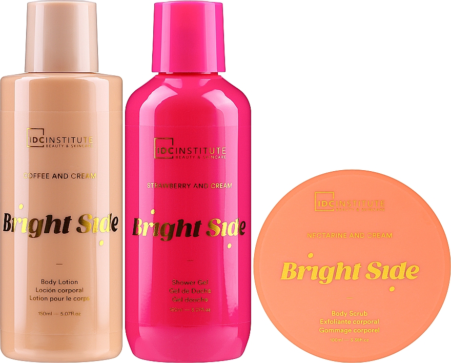 Набір - IDC Institute Bright Side Bath Gift Set (b/wash/150ml + b/scrub/100ml + b/lot/150ml + bag/1pcs) — фото N2