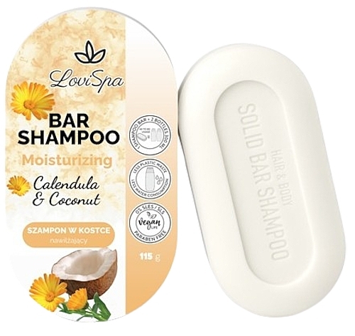 Твердий шампунь для волосся "Календула і кокос" - Lovi Spa Bar Shampoo Moisturizing — фото N1