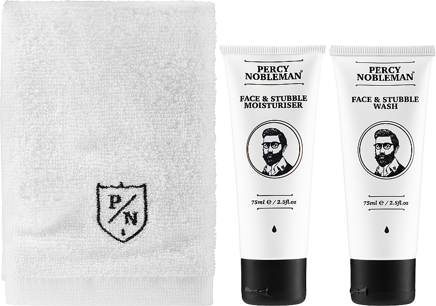 Набор - Percy Nobleman Face & Stubble Care Kit (f/cr/75ml + f/cl/75ml + towel) — фото N2