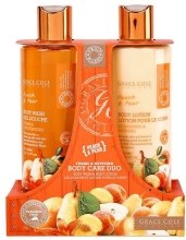 Духи, Парфюмерия, косметика Набор для тела "Персик и груша" - Grace Cole Fruit Works Rejuvenating Body Care Duo Peach & Pear (sh/gel/500ml + lot/500ml)