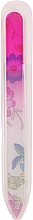 Парфумерія, косметика Скляна пилочка з квітковим принтом, малинова - Tools For Beauty Glass Nail File With Flower Printed