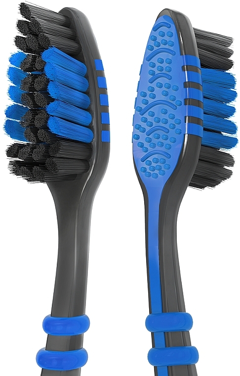 Зубная щетка "Зигзаг с древесным углем", средняя, черно-синяя - Colgate — фото N2