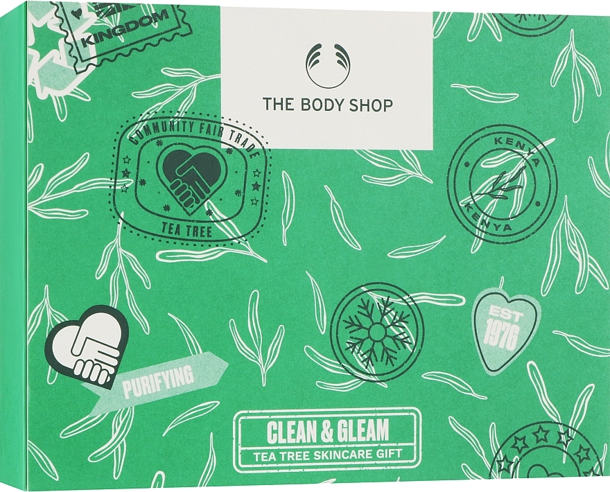 Набор - The Body Shop Clean & Gleam Tea Tree Skincare Gift Christmas Gift Set (oil/10ml + ton/60ml + f/wash/60ml) 