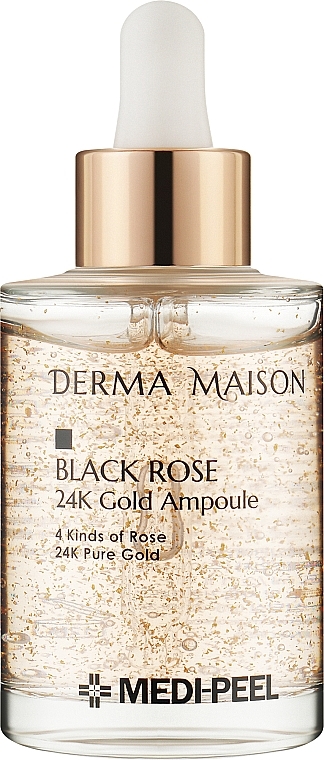 Розгладжувальна ампульна сироватка для обличчя з екстрактом троянди та золотом - Medi-Peel Derma Maison Black Rose 24K Gold Ampoule — фото N1
