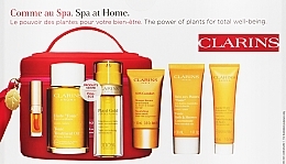 Духи, Парфюмерия, косметика Набор - Clarins Spa at Home Collection (f/mask/15ml + bath/conc/30ml + b/balm/30ml + lip/oil/1,4ml + oil/emul/35ml + body/oil/100ml)