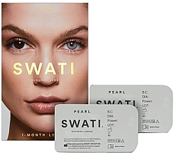 Кольорові контактні лінзи "Pearl", 1 місяць - Swati 1-Month Grey Coloured Lenses — фото N1