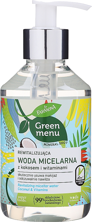 Відновлювальна міцелярна вода з кокосом і вітамінами - Farmona Green Menu — фото N1