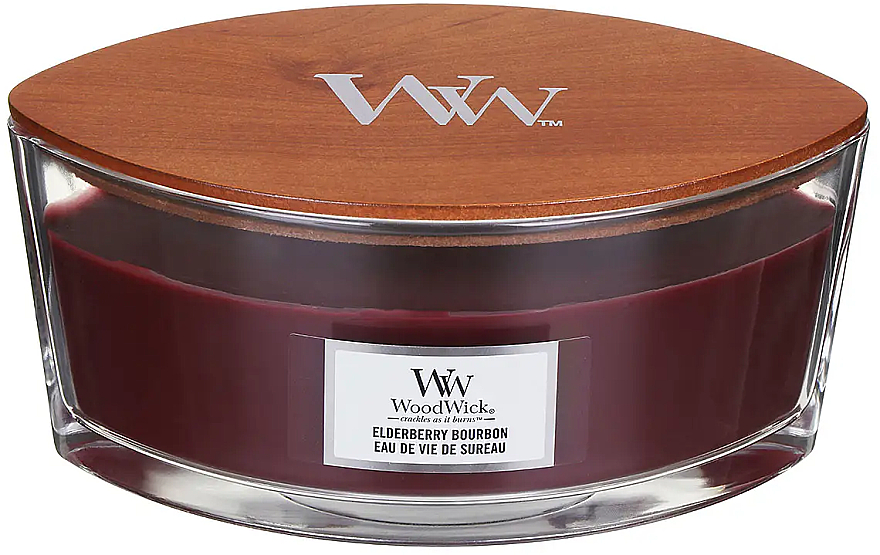 Ароматична свічка з ароматом бурбону, фруктів, деревини - Woodwick Ellipse Elderberry Bourbon — фото N2
