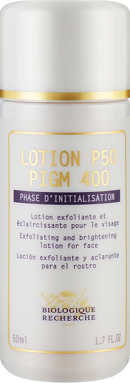 Очищувальний і регулювальний баланс-лосьйон для шкіри з проявами пігментації - Biologique Recherche P50 Pigm400 Exfoliating and Brightening Lotion