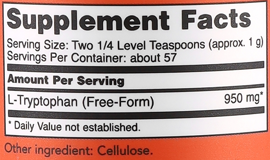 Пищевая добавка "L-триптофан", порошок - Now Foods L-Tryptophan Powder — фото N2
