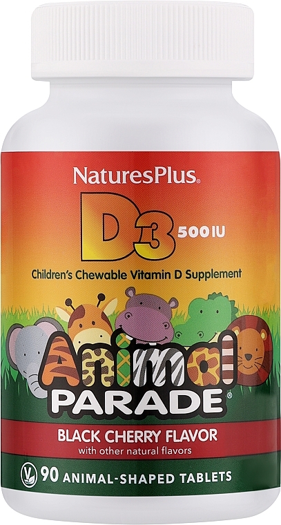 Витамины D3 для детей - NaturesPlus Animal Parade Vit D3 500IU Children’s Chewables — фото N1