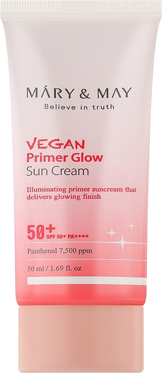 Солнцезащитный крем для лица - Mary&May Vegan Primer Glow Sun Cream SPF50+ PA++++