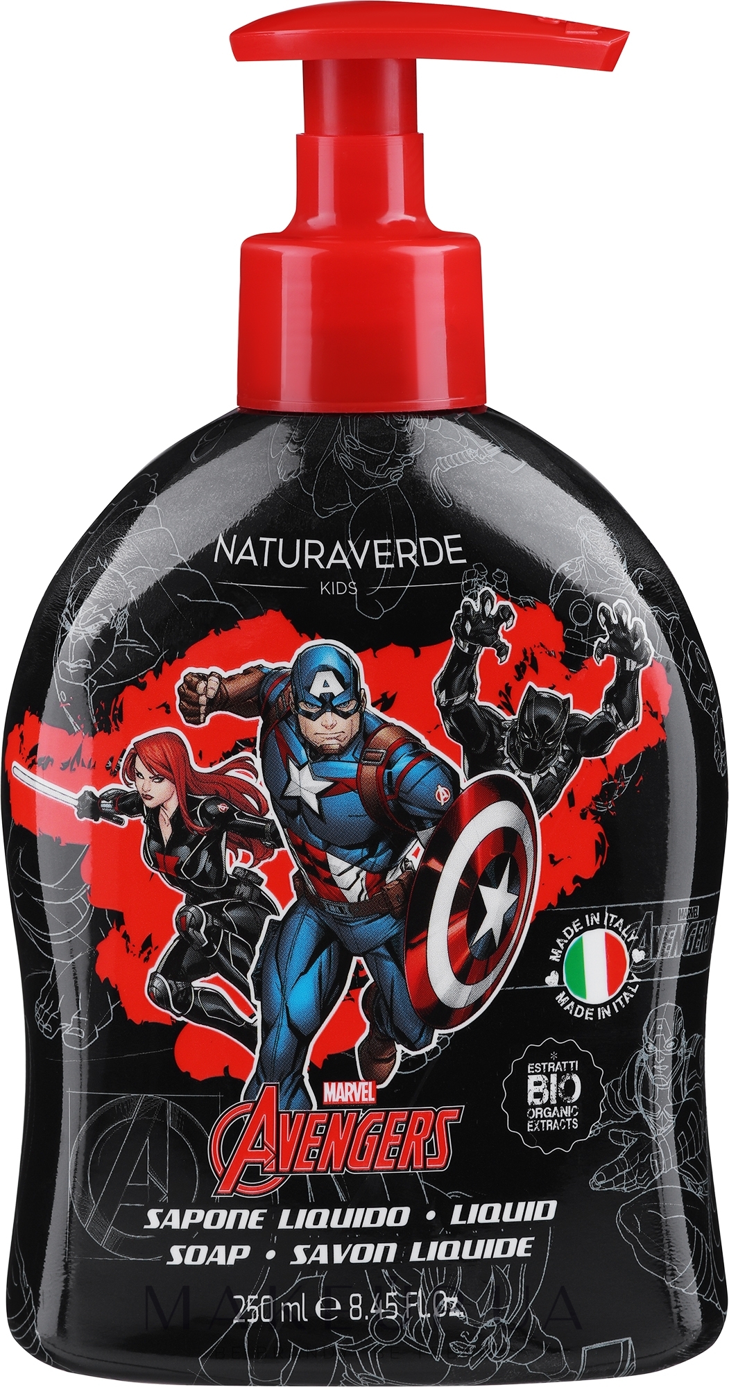 Жидкое мыло для детей "Капитан Америка" - Naturaverde Kids Avengers Liquid Soap — фото 250ml