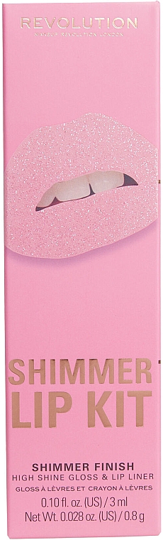 Набор для макияжа губ - Makeup Revolution Shimmer Lip Kit Pink Lights (lip/gloss/3ml + lip/pencil/0,8g) — фото N1