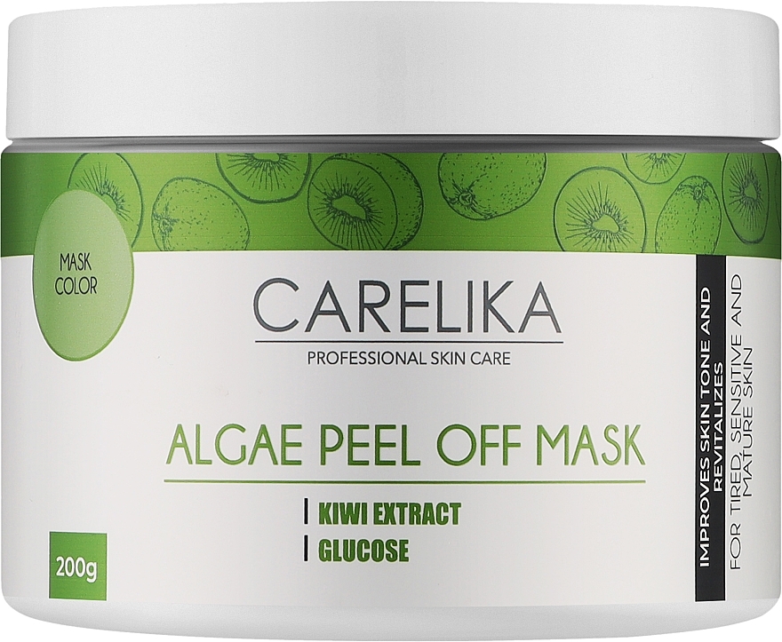 Альгінатна маска на основі водоростей з екстрактом ківі - Carelika Algae Peel Off Mask Kiwi Extract — фото N1