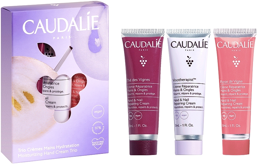 Набор - Caudalie Moisturizing Hand Cream Trio (h/cr/3x30ml) — фото N2