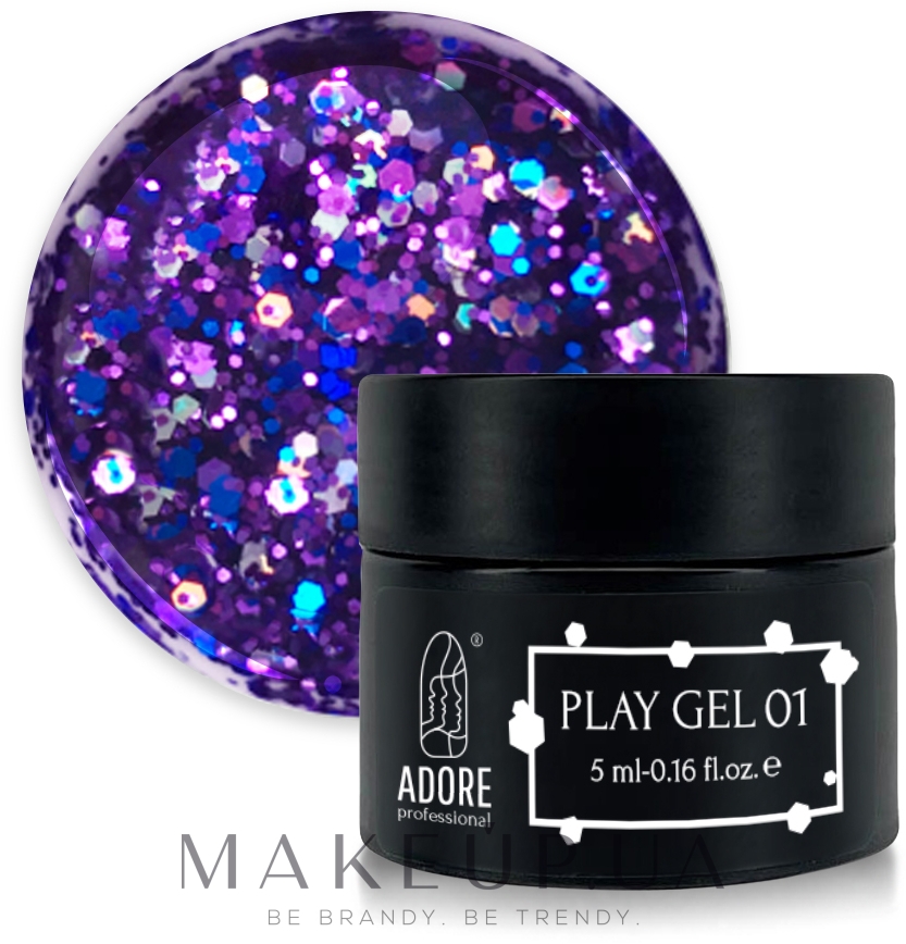 Глітер-гель для дизайну нігтів - Adore Play Gel Glitter — фото 01