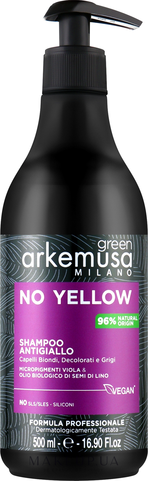 Шампунь для нейтрализации желтизны для блонда, осветленных и седых волос - Arkemusa Green No Yellow Shampoo — фото 500ml