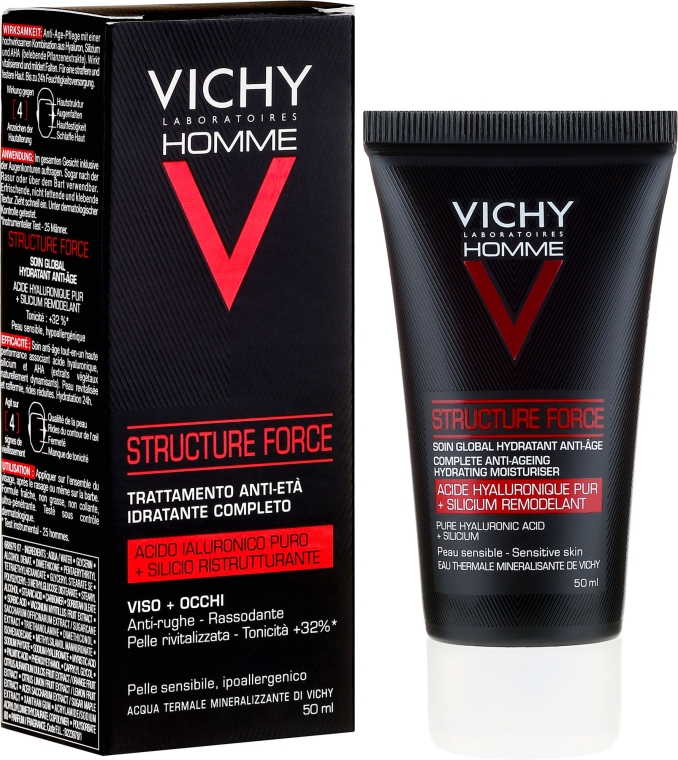 Флюїд для обличчя - Vichy Homme Structure Force Complete Anti-ageing Hydrating Moisturiser — фото N1