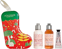 Духи, Парфюмерия, косметика Набор - L'Occitane Cherry Blossom (sh/gel/35ml + b/lot/35ml + h/cr/10ml)