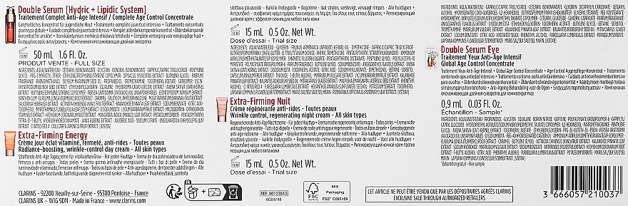 Набір - Clarins Double Serum & Extra-Firming Collection Set (ser/50ml + cr/2x15ml + eye/ser/0.9ml + bag) — фото N5