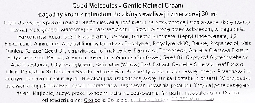 Крем с ретинолом для всех типов кожи лица - Good Molecules Gentle Retinol Cream For All Skin Types — фото N3