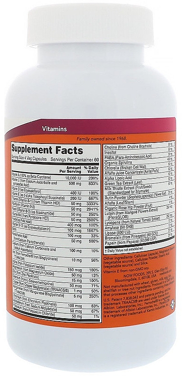 Мультивітаміни, 240 капсул - Now Foods Special Two Multi Vitamin — фото N3