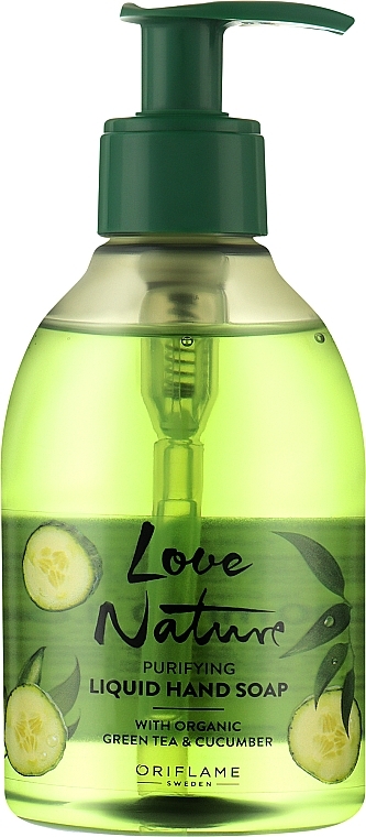 Рідке мило для рук "Зелений чай та огірок" - Oriflame Love Nature Purifying Liquid Hand Soap — фото N1