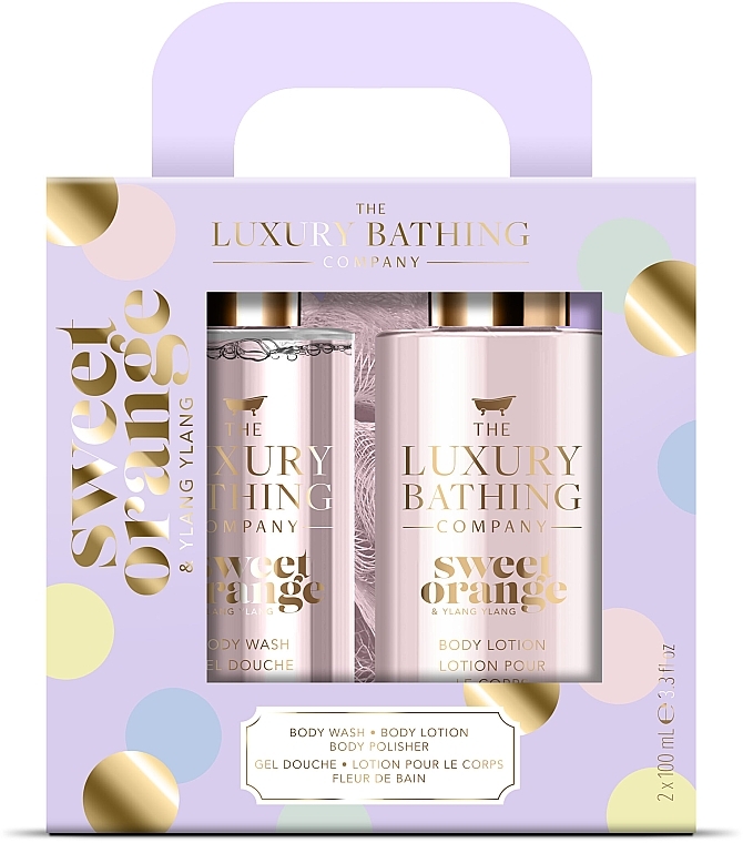 Набір - Grace Cole The Luxuty Bathing Sweet Orange & Ylang Ylang (sh/gel/100ml + b/lot/100ml + sponge/1pc) — фото N1