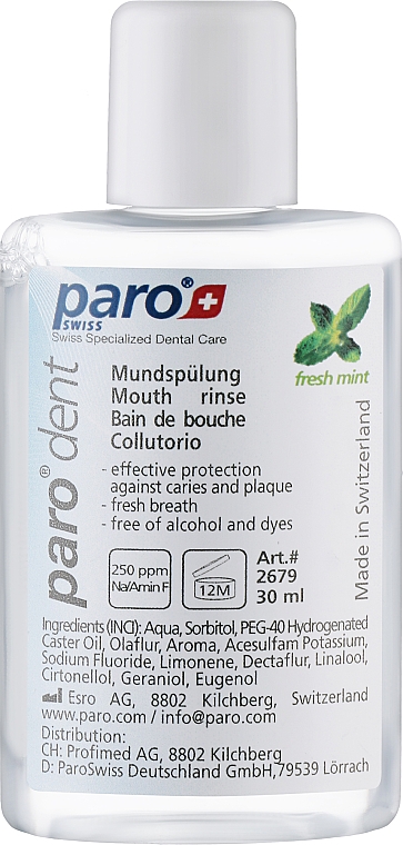 Ополаскиватель полости рта с аминофторидом - Paro Swiss Paro Dent (пробник) — фото N1