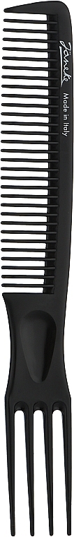 Расческа-вилка для начеса волос, черная - Janeke Professional Wide-Teeth Comb With Picks — фото N1