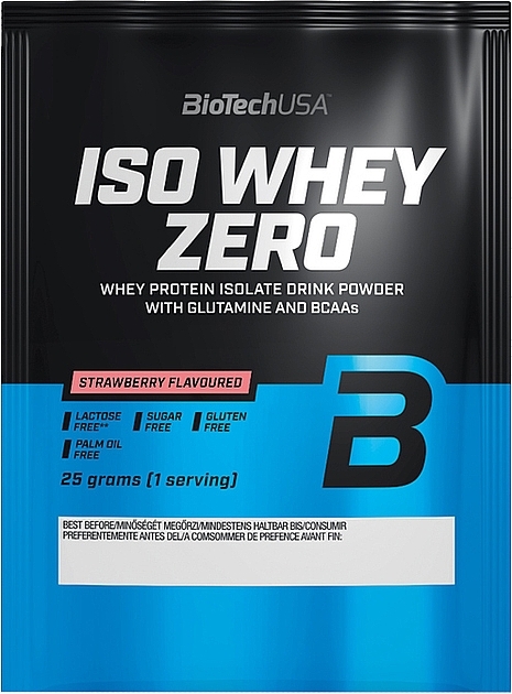 Безлактозний протеїн «Полуниця» - BioTech 100% Pure Whey Strawberry (саше) — фото N1