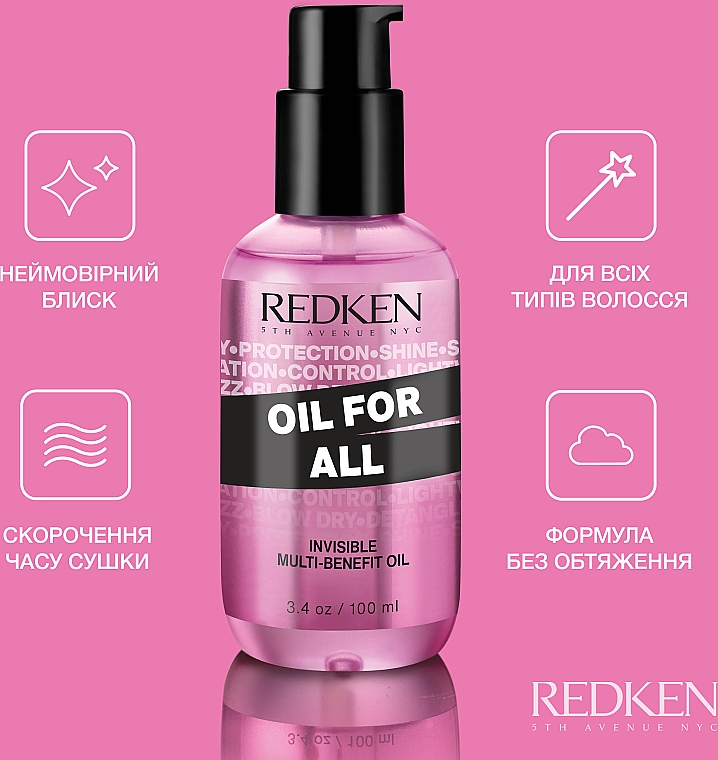 Олія для укладання волосся феном і додання блиску  - Redken Oil For All — фото N2