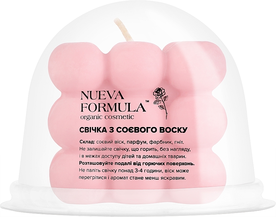 Ароматическая свеча "Bubble" с ароматом винограда, малины и грейпфрута - Nueva Formula Soy Wax Candle — фото N2