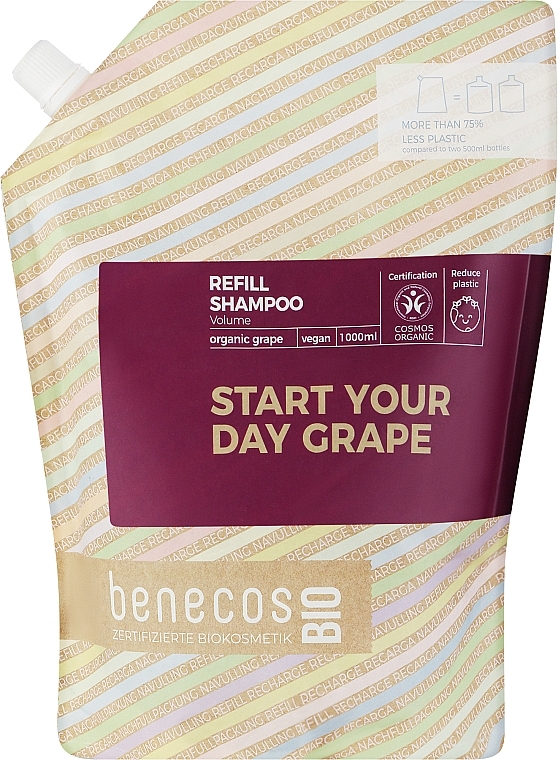 Шампунь для волосся - Benecos Volumizing Shampoo Organic Grape Oil (дой-пак) — фото N1