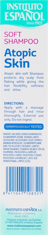 Шампунь для волос - Instituto Espanol Atopic Skin Soft Shampoo — фото N3