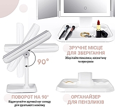Дзеркало для макіяжу з LED підсвіткою і акумулятором, біле - Aimed Makeup Mirror 360 — фото N4