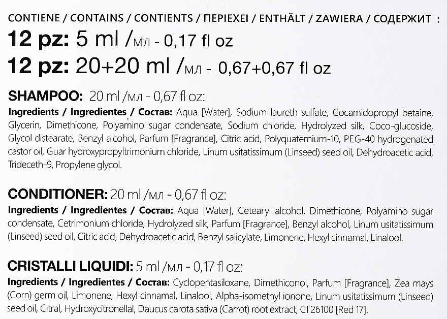 Набір - Faipa Roma Seta & Lino Set (shm/12x20ml + cond/12x20ml + crystals/12x5ml) — фото N3