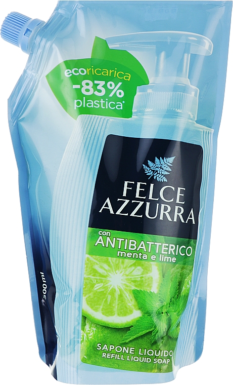 Жидкое мыло "Мята и лайм" - Felce Azzurra Antibacterial Mint & Lime (дой-пак) — фото N1