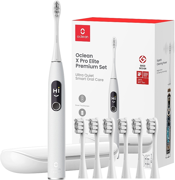 Умная зубная щетка Oclean X Pro Elite Set Grey, 8 насадок, футляр - Oclean X Pro Elite Set Electric Toothbrush Grey — фото N1