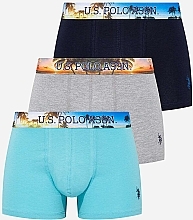 Трусы-шорты для мужчин, 3шт (navy, mint, grey melange) - U.S. Polo Assn — фото N1