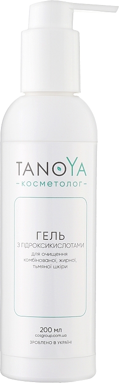 Гель с гидроксикислотами для очищения комбинированной, жирной, тусклой кожи лица - Tanoya