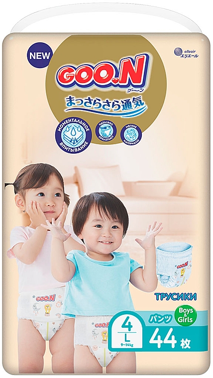 Трусики-підгузки для дітей «Premium Soft» розмір L, 9-14 кг, 44 шт. - Goo.N