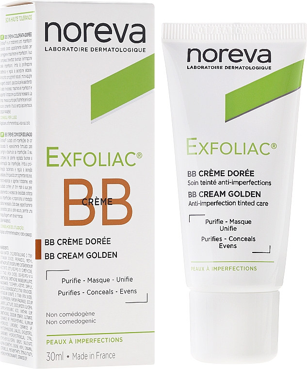 Корректирующий крем - Noreva Laboratoires Exfoliac BB Cream Anti-imperfection Tinted Care — фото N7