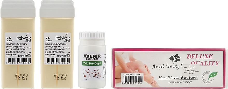 Набор для восковой депиляции - Avenir Cosmetics (depil/strips/80pcs + wax/2pcs + talc/50g)