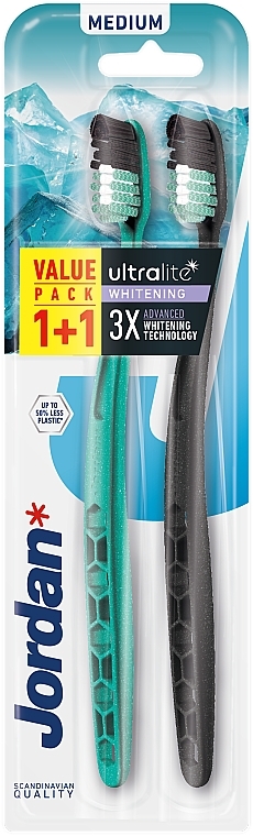 Набор зубных щеток, средняя, 2 шт. - Jordan Ultralite Whitening Medium Toothbrush — фото N1