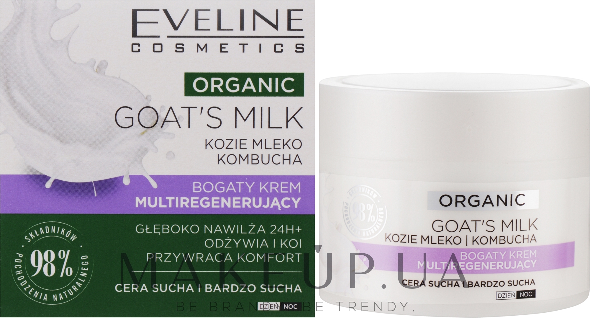 Мультирегенерувальний крем для сухої шкіри - Eveline Cosmetics Organic Goat`s Milk Rich Cream — фото 50ml